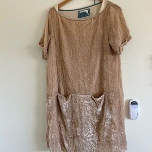 Anthropology tshirt shimmer champagne dress